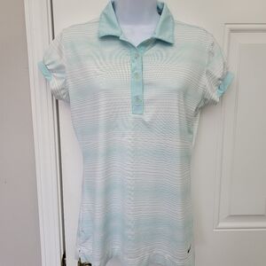 Nike Golf Tour Performance Dri-Fit Aqua and White Polo Shirt Women's Size Small